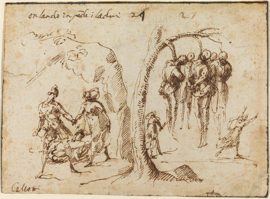 Orlando and the Thieves by Francesco Allegrini (Italian, c. 1615 - after 1679), 16X12"(A3)Poster Print