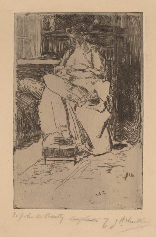 Mother and Child by Julian Alden Weir (American, 1852 - 1919), 16X12"(A3)Poster Print