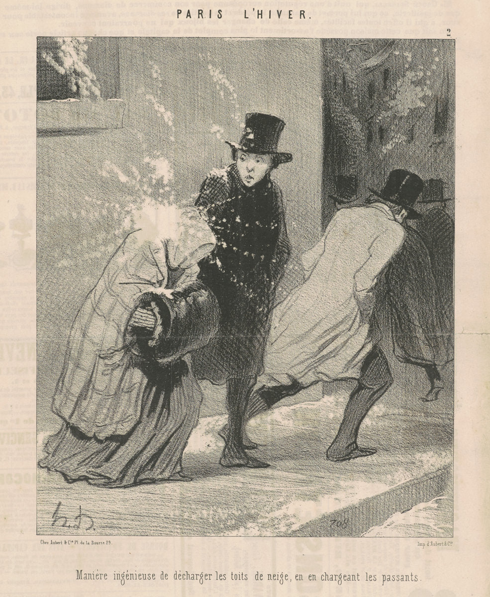 Manière ingénieuse de décharger les toites ... by Honoré Daumier (French, 1808 - 1879), 16X12"(A3)Poster Print