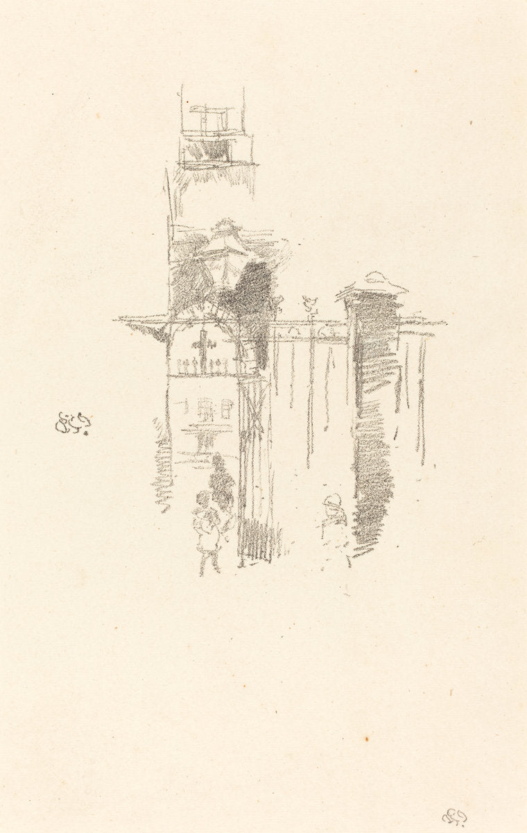 Entrance Gate by James McNeill Whistler (American, 1834 - 1903), 16X12"(A3)Poster Print