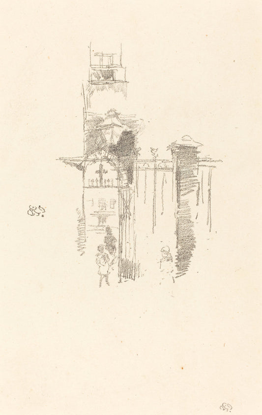 Entrance Gate by James McNeill Whistler (American, 1834 - 1903), 16X12"(A3)Poster Print