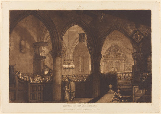 Interior of a Church by Joseph Mallord William Turner (British, 1775 - 1851), 16X12"(A3)Poster Print