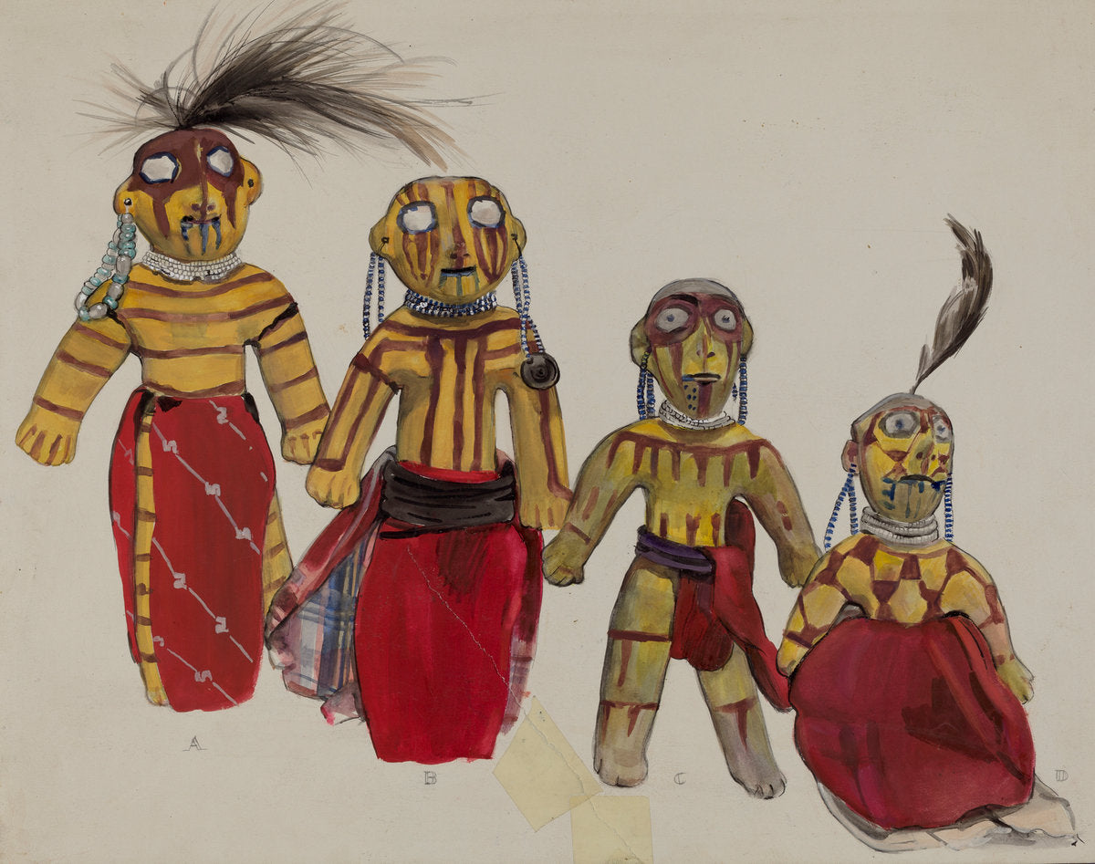 Indian Doll Group by Jane Iverson (American, active c. 1935), 16X12"(A3)Poster Print