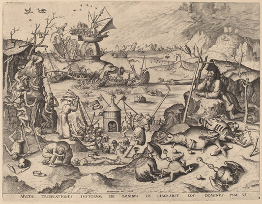 1561 by Netherlandish 16th Century after Hieronymus Bosch, Hieronymus Cock (publisher) (The Temptation of Saint Anthony), 16X12"(A3)Poster Print