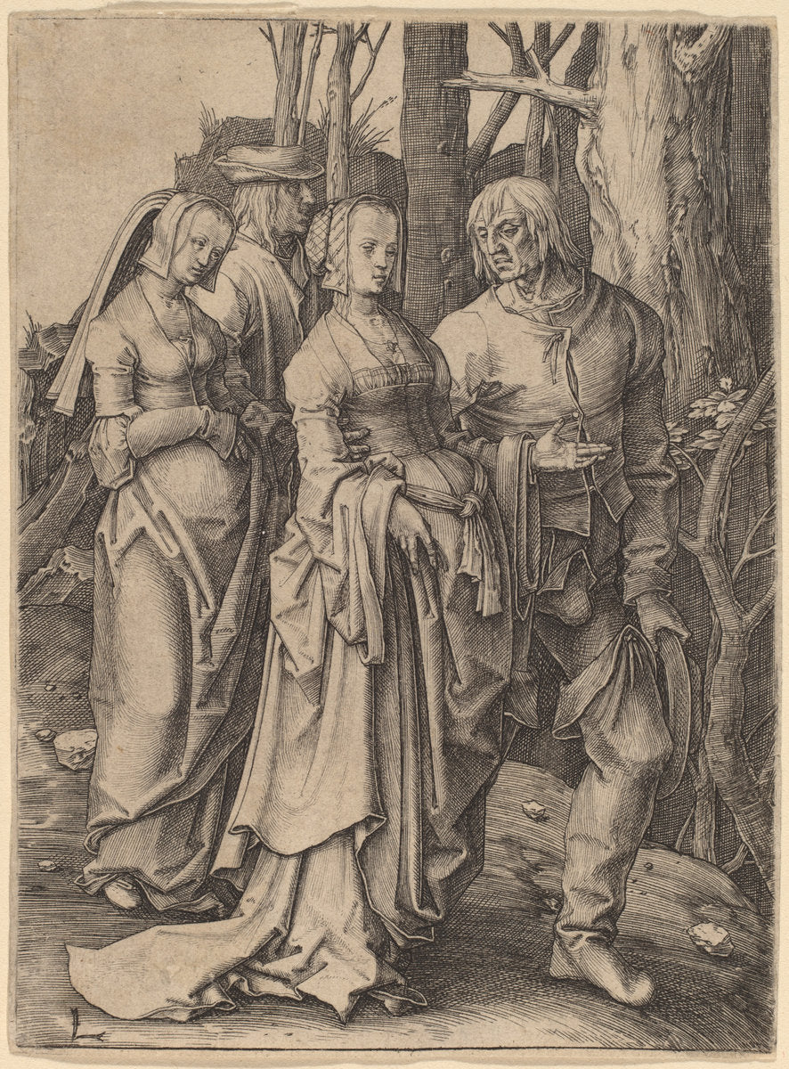 The Two Couples in the Forest by Lucas van Leyden (Netherlandish, 1489/1494 - 1533), 16X12"(A3)Poster Print