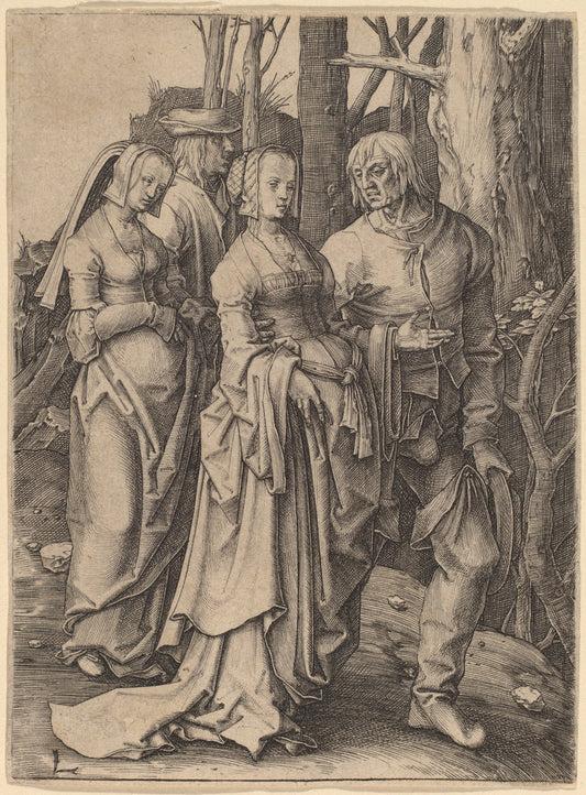 The Two Couples in the Forest by Lucas van Leyden (Netherlandish, 1489/1494 - 1533), 16X12"(A3)Poster Print