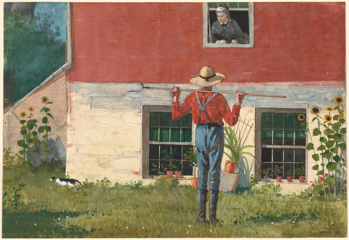 In the Garden (Rustic Courtship) by Winslow Homer (American, 1836 - 1910), 16X12"(A3)Poster Print