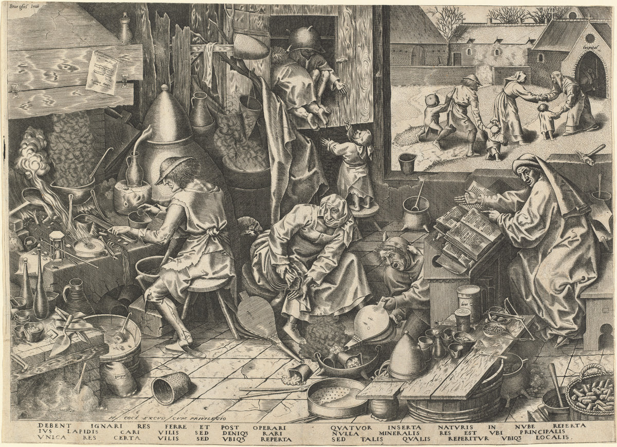 The Alchemist by Attributed to Philip Galle after Pieter Bruegel the Elder (Flemish, 1537 - 1612), 16X12"(A3)Poster Print