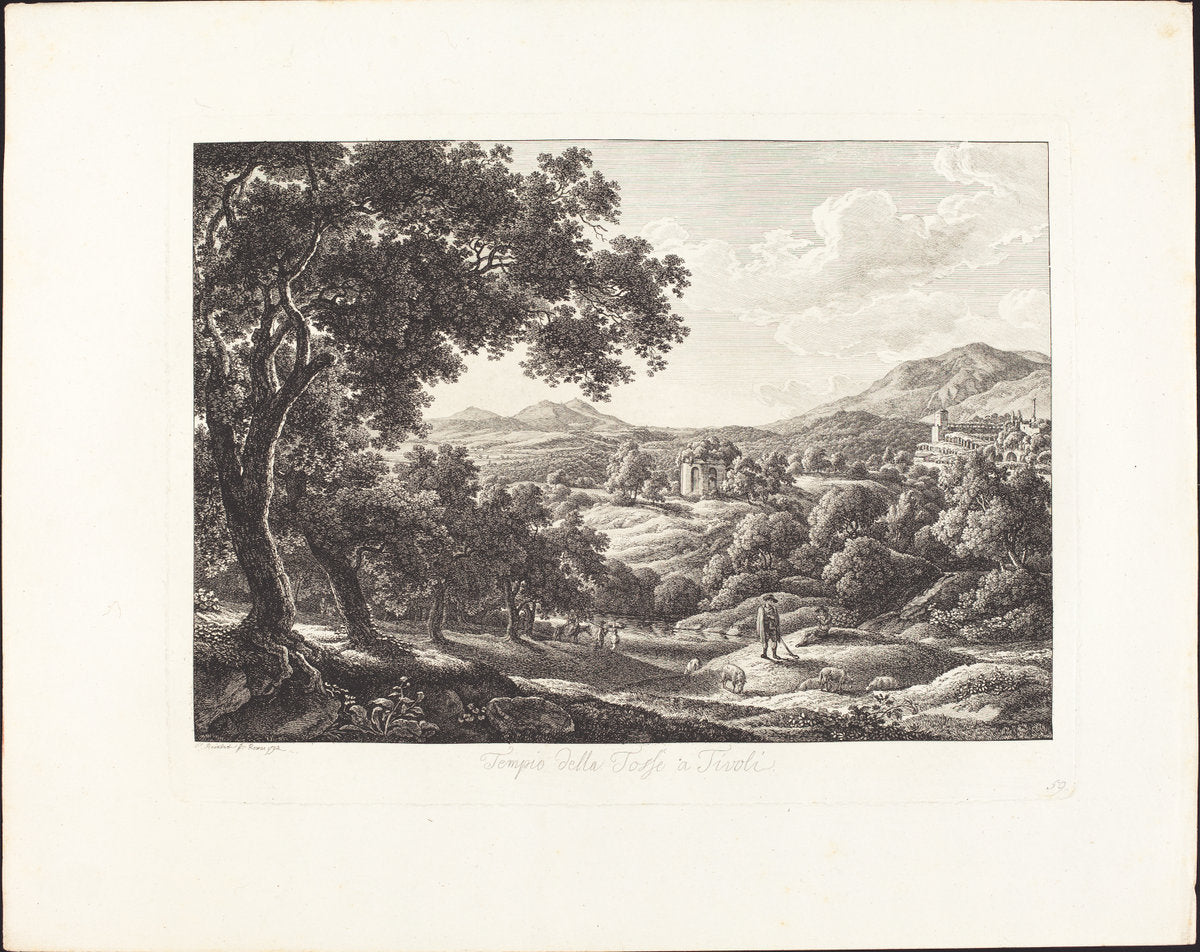 Tempio della Tosse a Tivoli by Albert Christoph Dies (Austrian, 1755 - 1822), 16X12"(A3)Poster Print