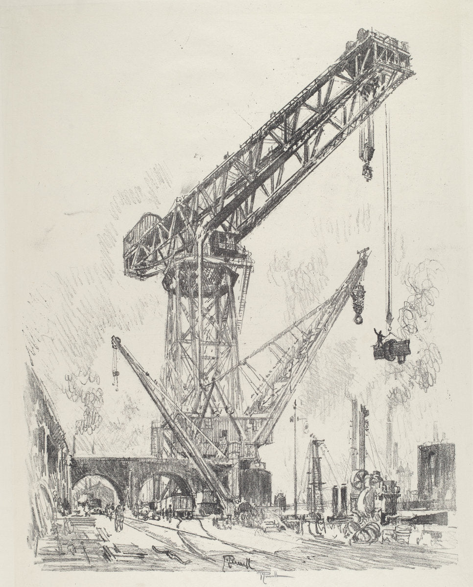 Made in Germany, the Great Crane by Joseph Pennell (American, 1857 - 1926), 16X12"(A3)Poster Print