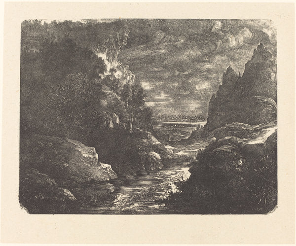 The Stream in the Gorge by Rodolphe Bresdin (French, 1822 - 1885), 16X12"(A3)Poster Print
