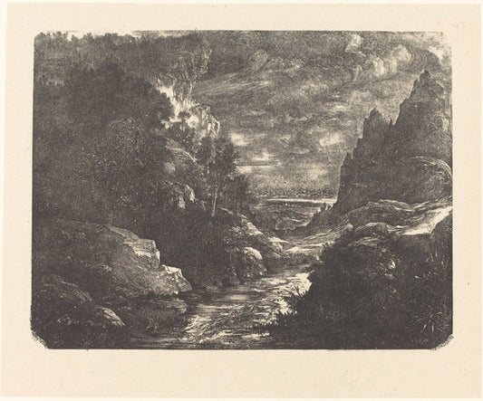 The Stream in the Gorge by Rodolphe Bresdin (French, 1822 - 1885), 16X12"(A3)Poster Print