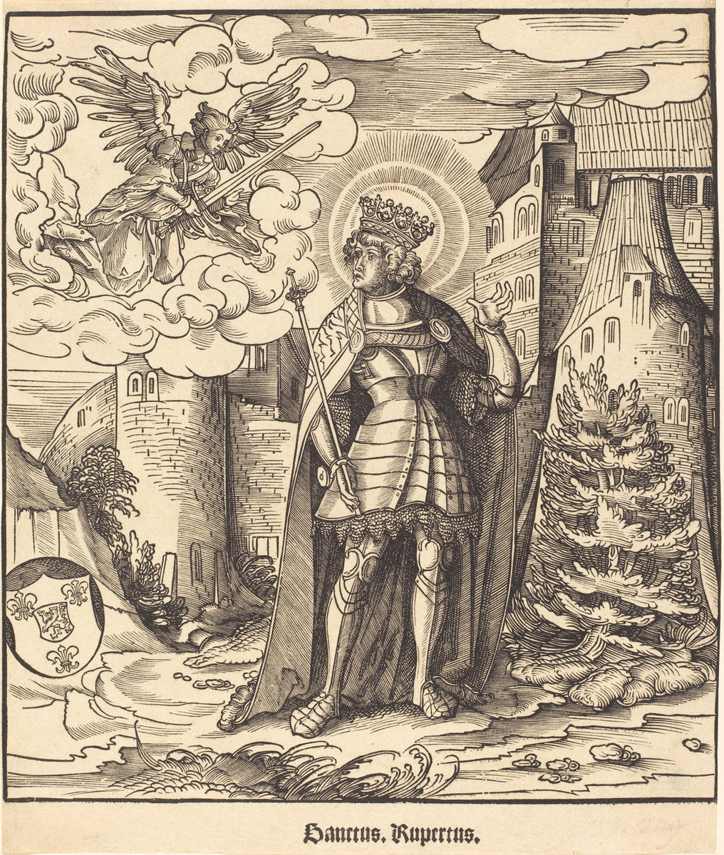 Saint Rupertus by Leonhard Beck (German, c. 1480 - 1542), 16X12"(A3)Poster Print