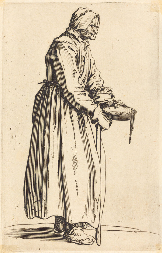 Beggar Woman with Pan by Jacques Callot (French, 1592 - 1635), 16X12"(A3)Poster Print