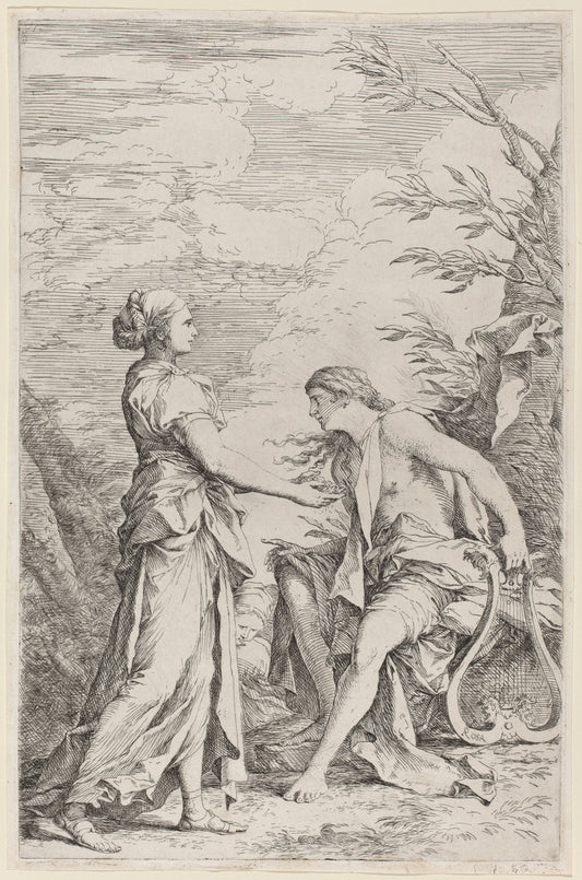 Apollo and the Cumaean Sibyl by Salvator Rosa (Italian, 1615 - 1673), 16X12"(A3)Poster Print