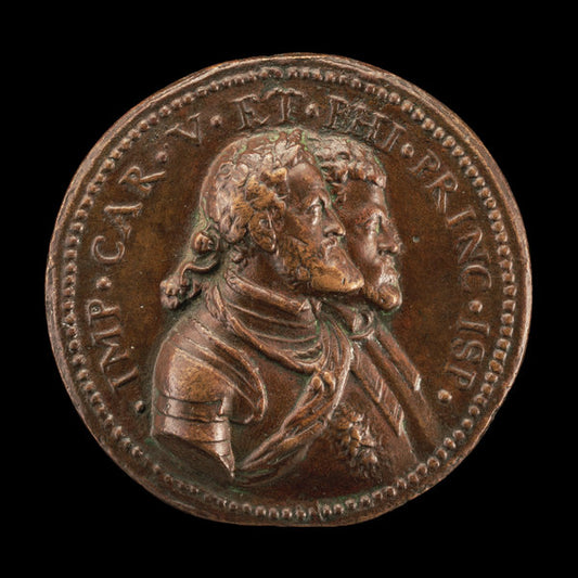 Charles V, King of Spain and Holy Roman Emperor, and Prince Philip of Spain [obverse] by Leone Leoni (Milanese, c. 1509 - 1590), 16X12"(A3)Poster Print