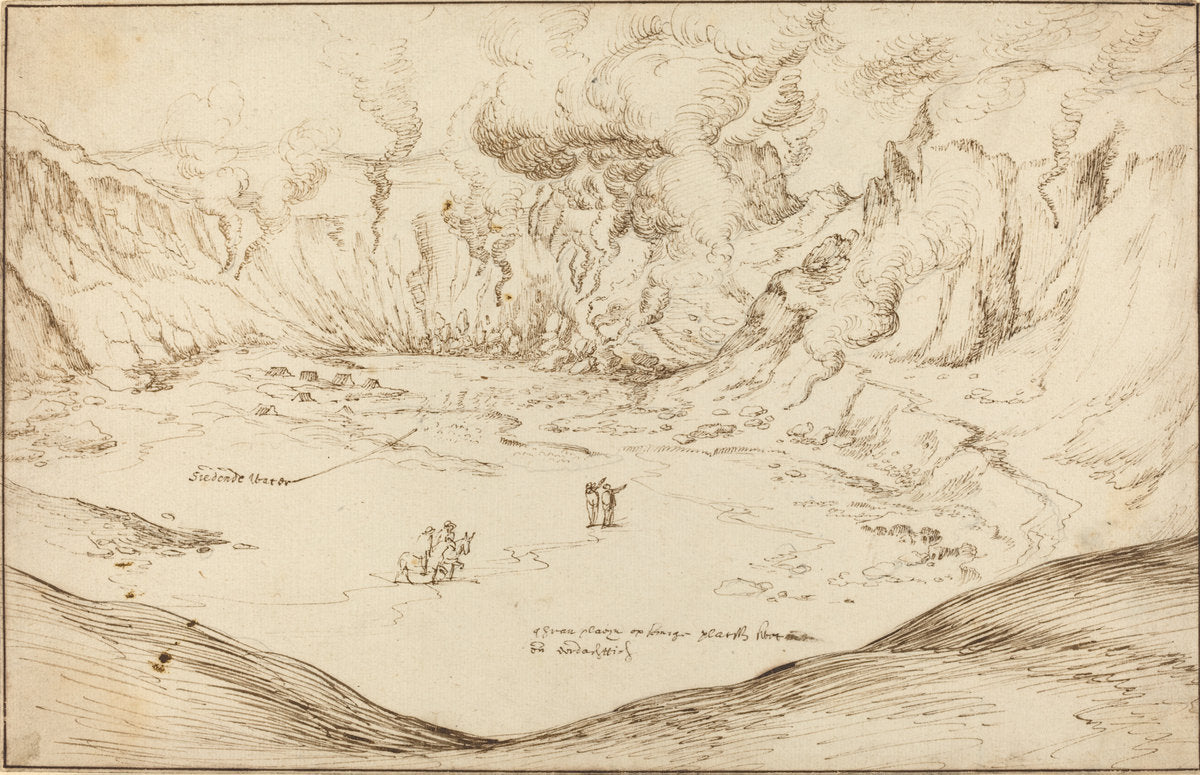 Forum Vulcani: The Hot Springs at Pozzuoli by Joris Hoefnagel (Flemish, 1542 - 1600), 16X12"(A3)Poster Print