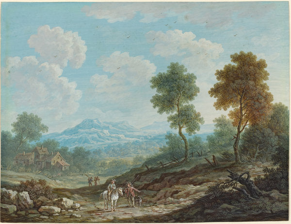 Travelers in a Broad Valley by Johann Christoph Dietzsch (German, 1710 - 1769), 16X12"(A3)Poster Print