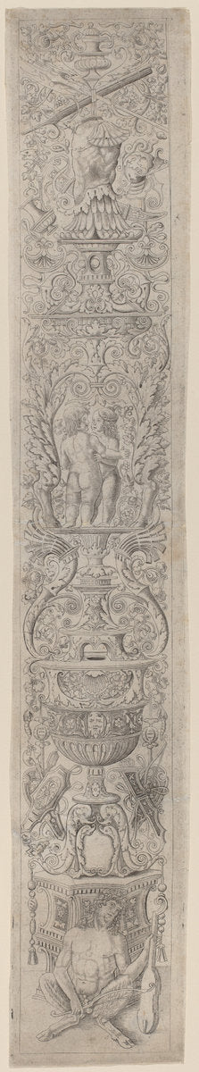 Ornament Panel: Satyr Holding a Violin by Giovanni Pietro Birago and Zoan Andrea (Italian, active c. 1475/1519), 16X12"(A3)Poster Print