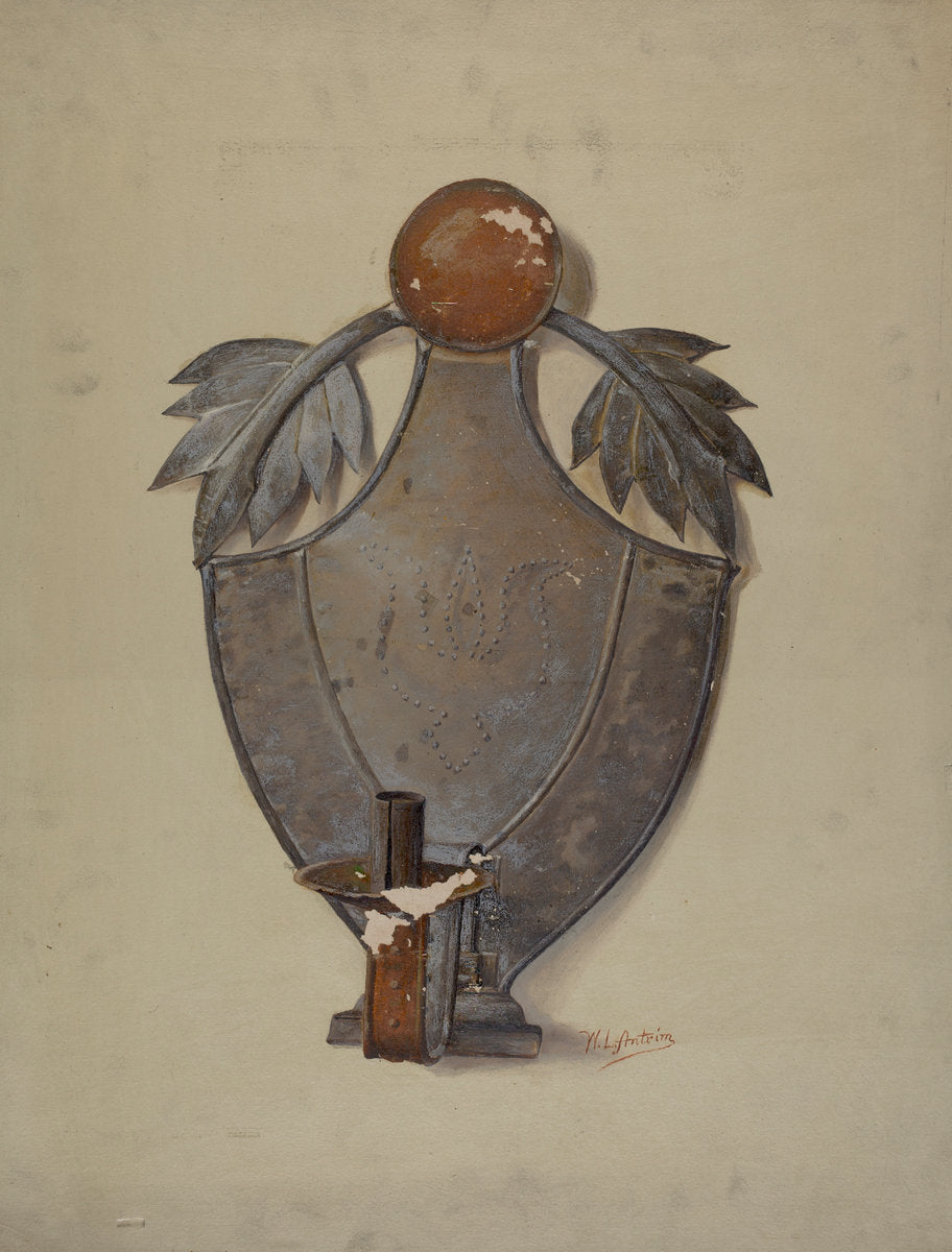 Pa. German Tin Sconce by William L. Antrim (American, active c. 1935), 16X12"(A3)Poster Print