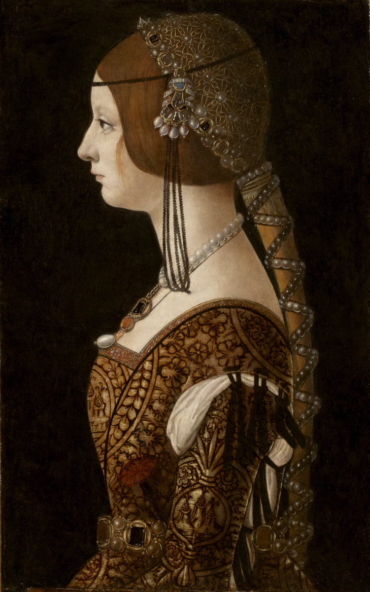 Bianca Maria Sforza by Ambrogio de Predis (Milanese, c. 1455 - after 1508), 16X12"(A3)Poster Print