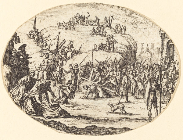 etching by after Jacques Callot (The Small Carrying of the Cross), 16X12"(A3)Poster Print