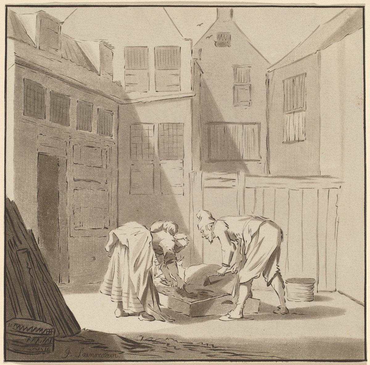 Hog Slaughterers by Cornelis Ploos van Amstel and Bernhard Schreuder after Jan Pietersz Saenredam (Dutch, 1726 - 1798), 16X12"(A3)Poster Print