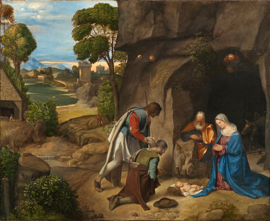 The Adoration of the Shepherds by Giorgione (Venetian, 1477/1478 - 1510), 16X12"(A3)Poster Print
