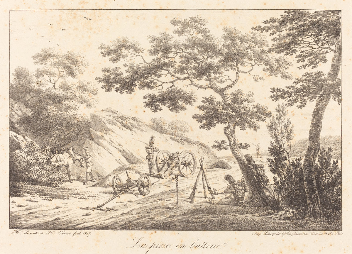 La piece en batterie by Horace Vernet (French, 1789 - 1863), 16X12"(A3)Poster Print