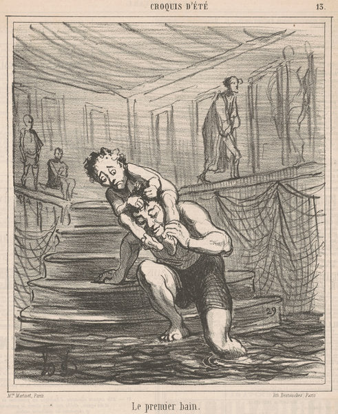 Le premier bain by Honoré Daumier (French, 1808 - 1879), 16X12"(A3)Poster Print