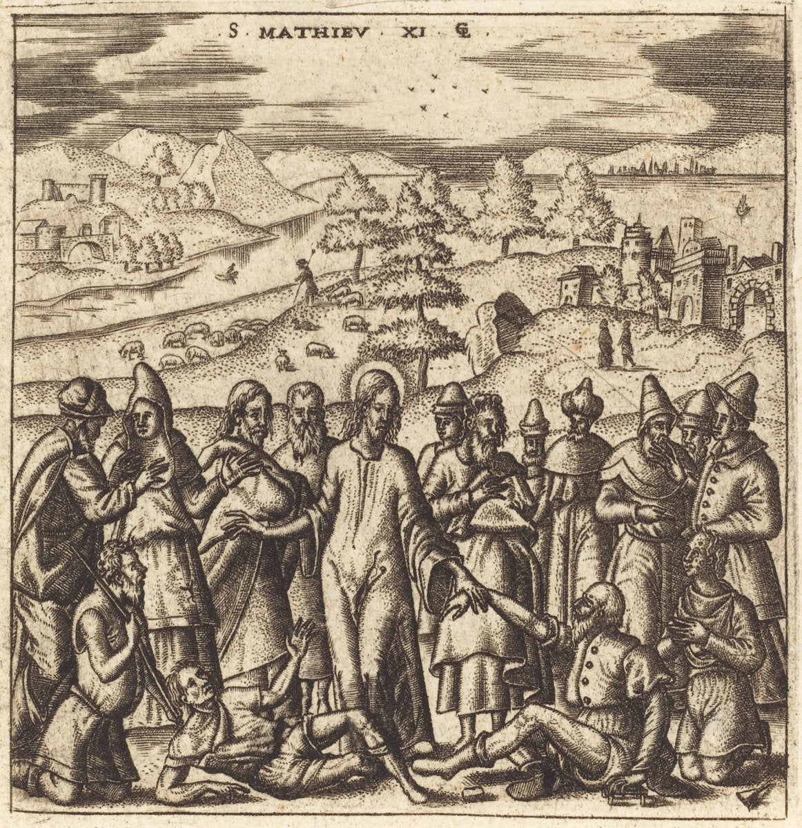 Christ Healing the Sick by Léonard Gaultier (French, 1561 - 1641), 16X12"(A3)Poster Print