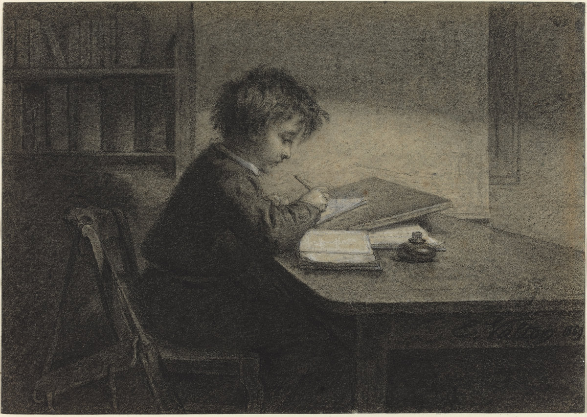 The Scholar by Edmond Eugène Valton (French, 1836 - 1910), 16X12"(A3)Poster Print