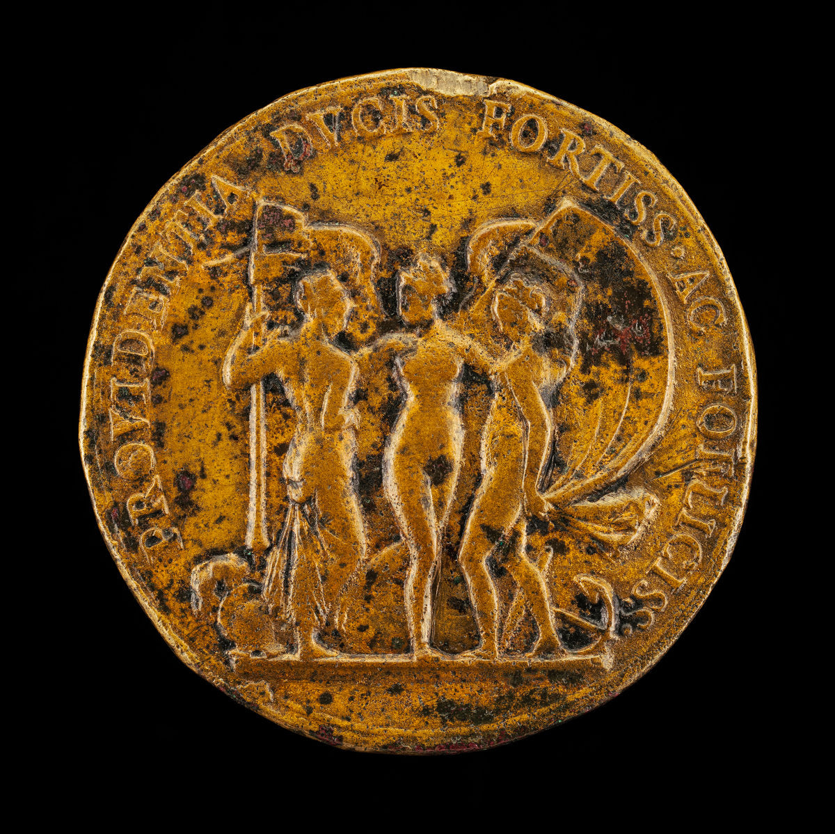 bronze by French 16th Century (Prudence, Courage and Fortune [reverse]), 16X12"(A3)Poster Print