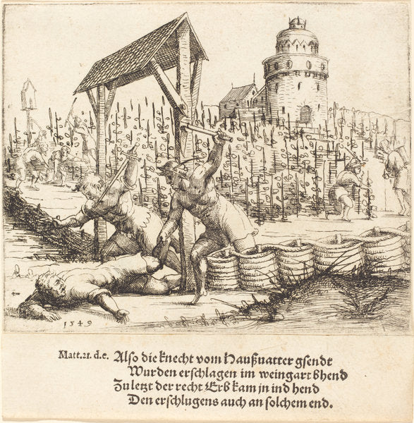 The Parable of the Wicked Husbandmen by Augustin Hirschvogel (German, 1503 - 1553), 16X12"(A3)Poster Print