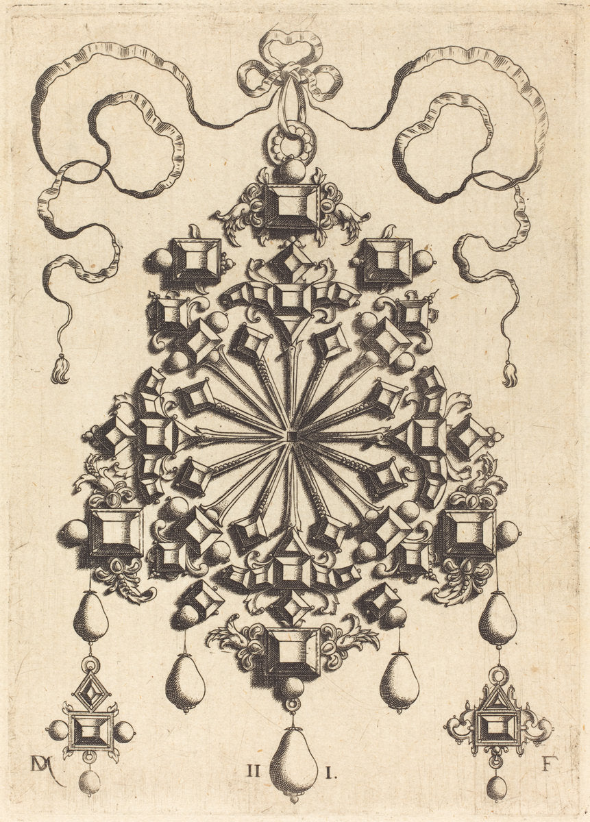 Large Pendant with Star at Centre by Daniel Mignot (German, active 1593/1596), 16X12"(A3)Poster Print