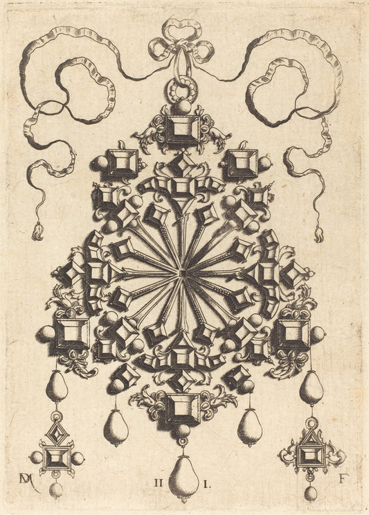 Large Pendant with Star at Centre by Daniel Mignot (German, active 1593/1596), 16X12"(A3)Poster Print