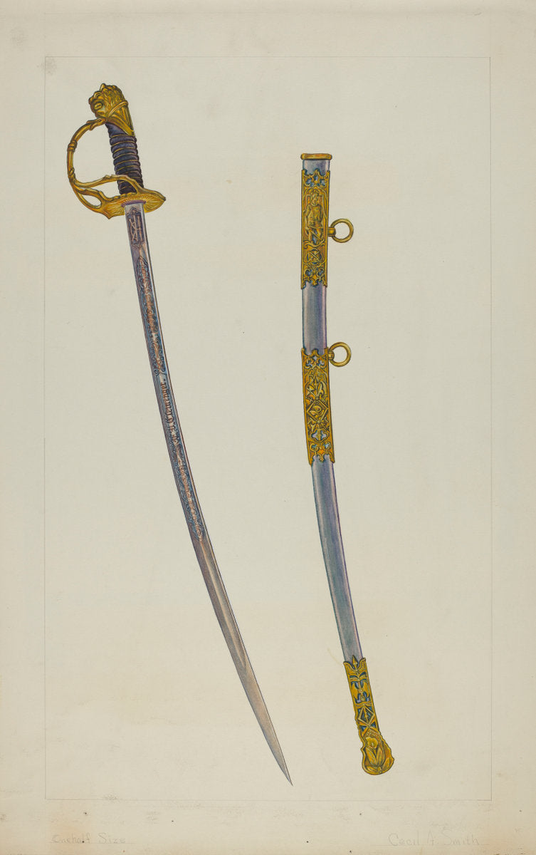 Sword and Sheath by Cecil Smith (American, active c. 1935), 16X12"(A3)Poster Print