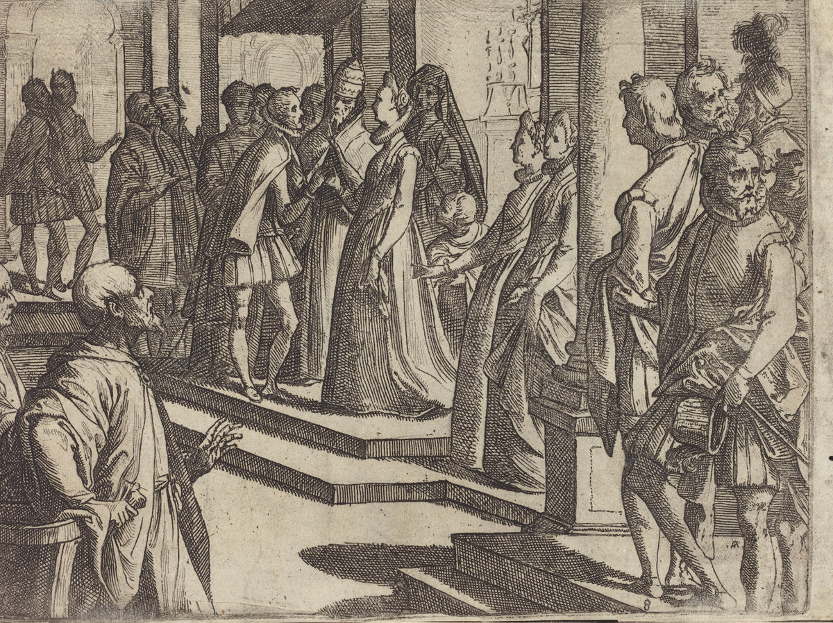 The Betrothal of Margaret of Austria to Philip III, King of Spain [verso] by Raffaello Schiaminossi (Italian, 1572 - 1622), 16X12"(A3)Poster Print