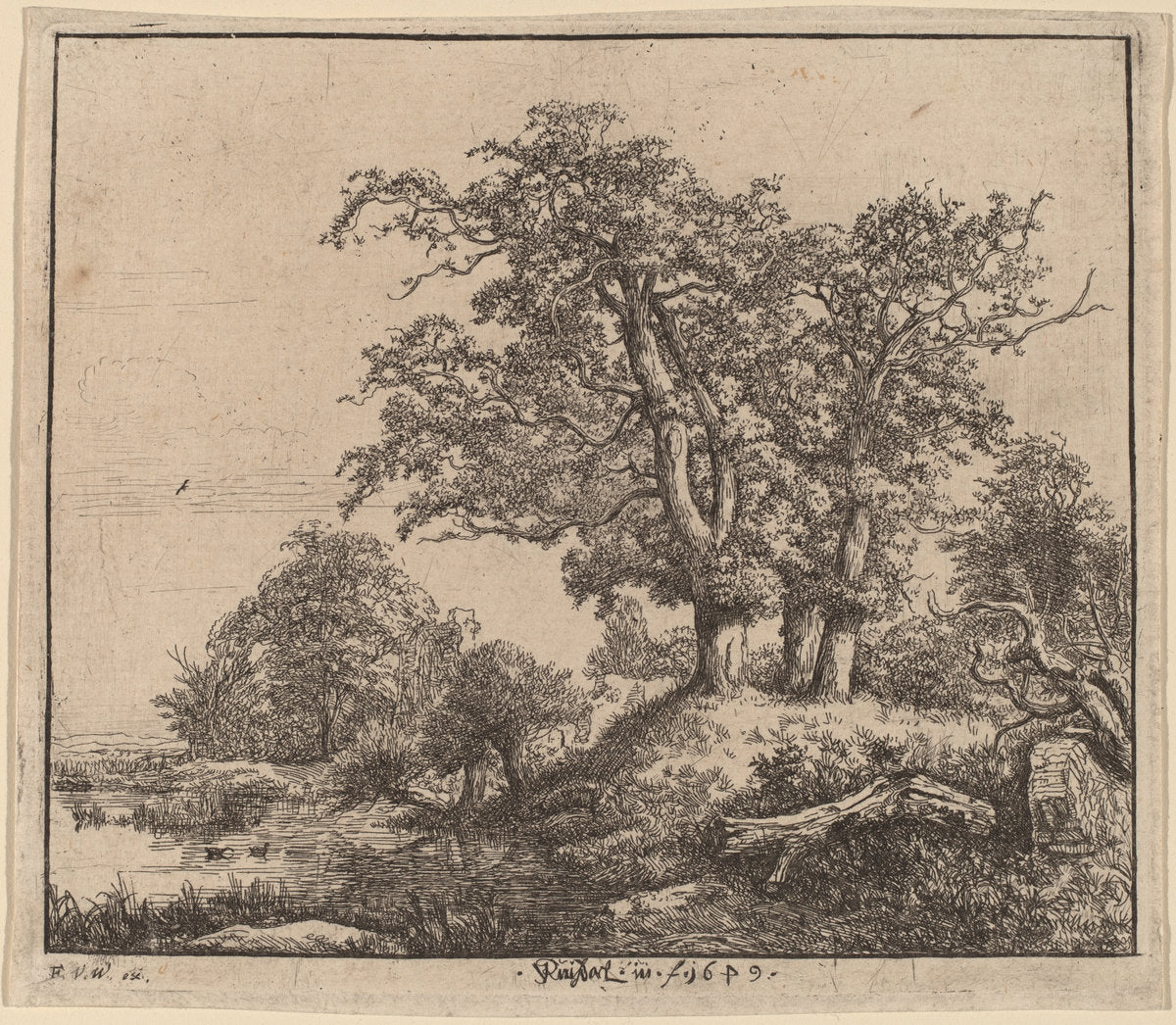 The Three Oaks by Jacob van Ruisdael (Dutch, c. 1628/1629 - 1682), 16X12"(A3)Poster Print