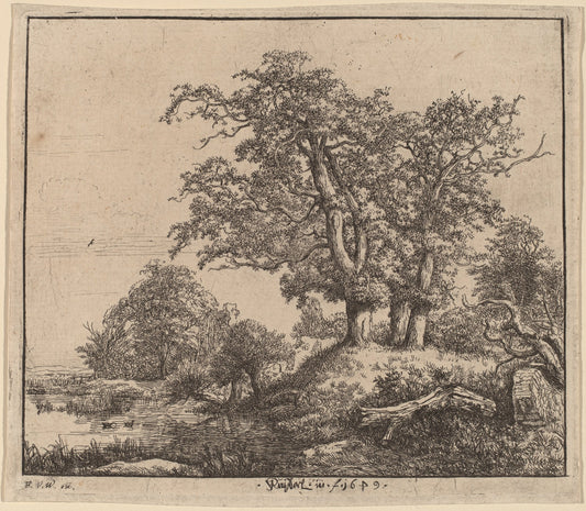 The Three Oaks by Jacob van Ruisdael (Dutch, c. 1628/1629 - 1682), 16X12"(A3)Poster Print