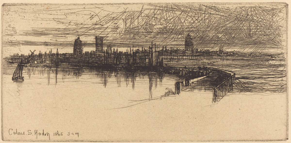 Little Calais Pier by Francis Seymour Haden (British, 1818 - 1910), 16X12"(A3)Poster Print
