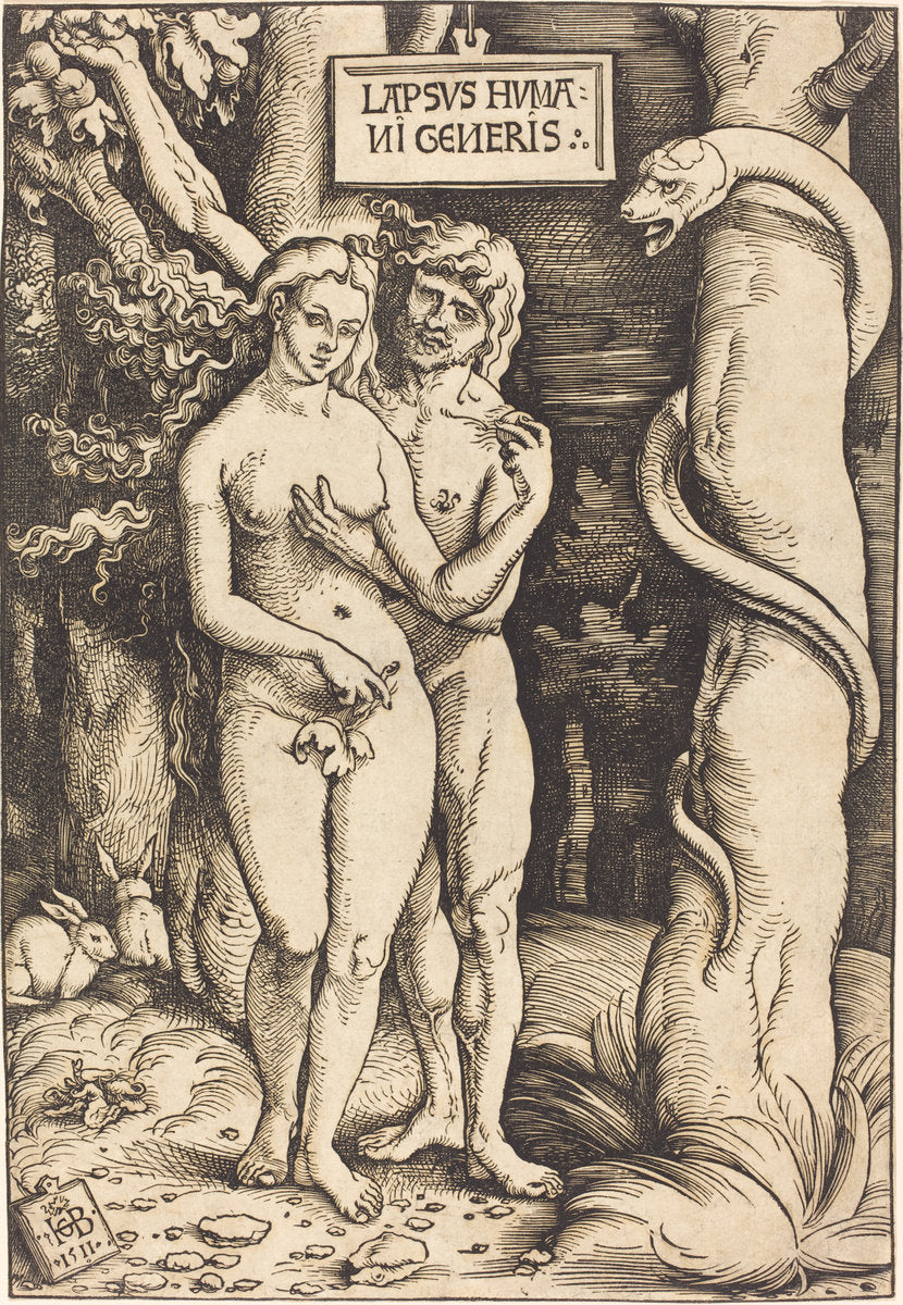 Adam and Eve by Hans Baldung Grien (German, 1484/1485 - 1545), 16X12"(A3)Poster Print