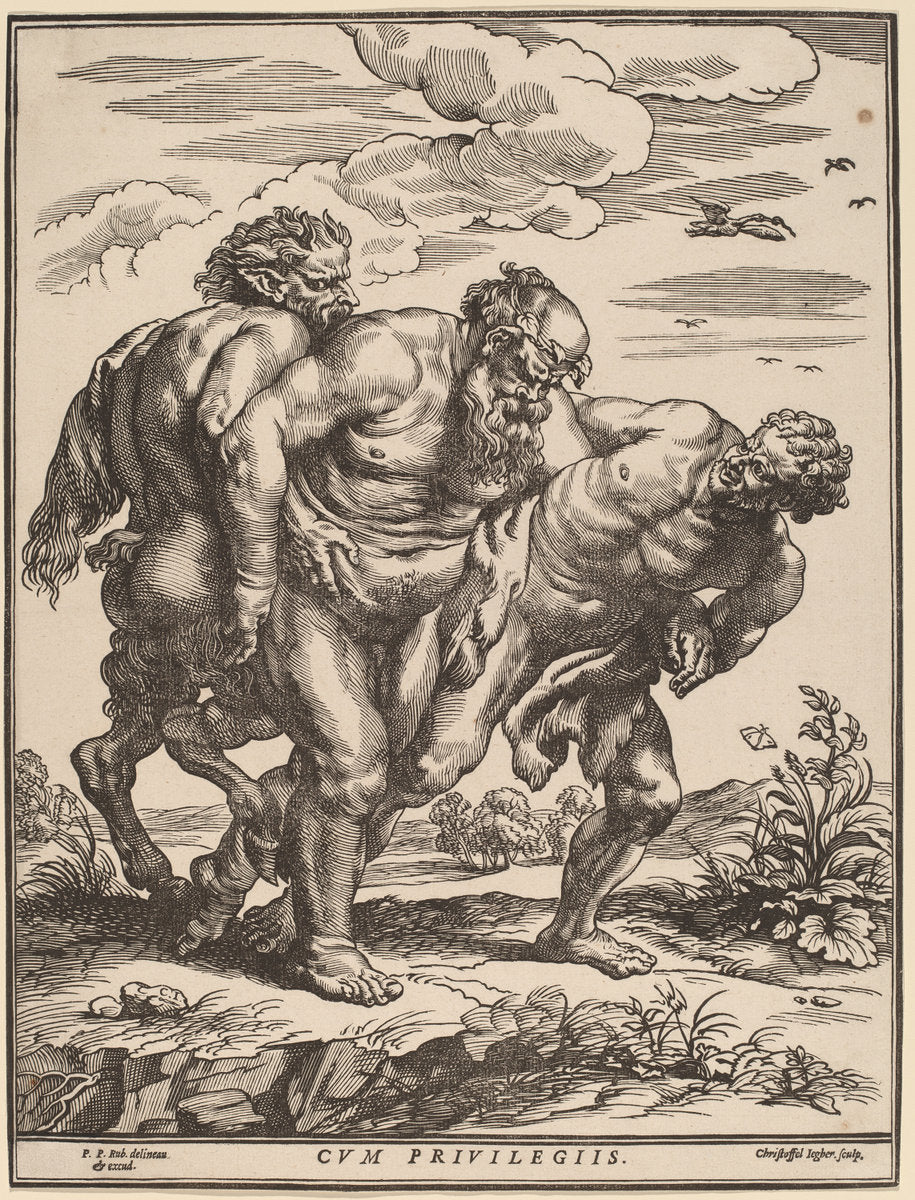Silenus Accompanied by a Satyr and a Faun by Christoffel Jegher after Sir Peter Paul Rubens (Flemish, 1596 - 1652/1653), 16X12"(A3)Poster Print