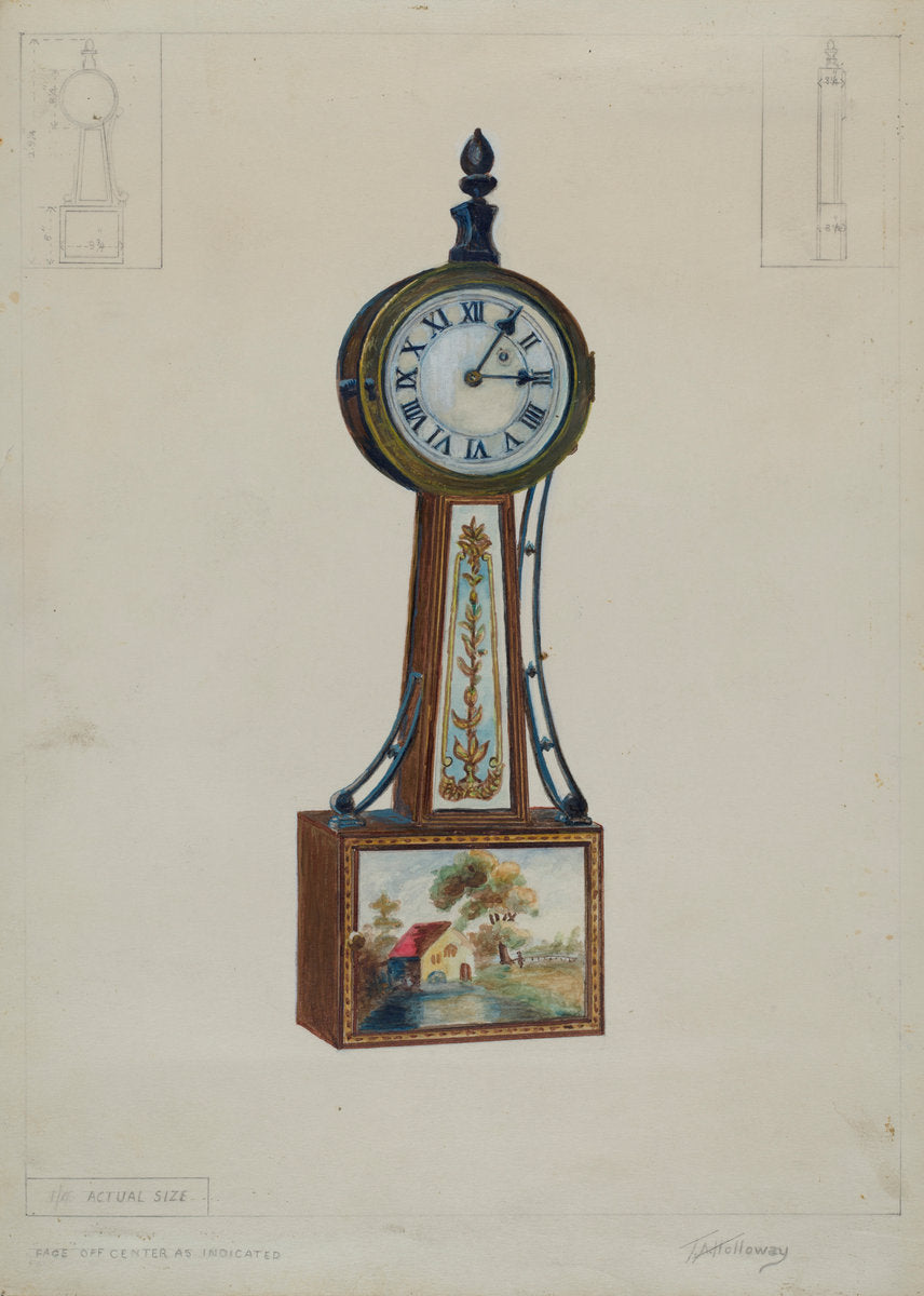 Wall Clock by Thomas Holloway (American, active c. 1935), 16X12"(A3)Poster Print