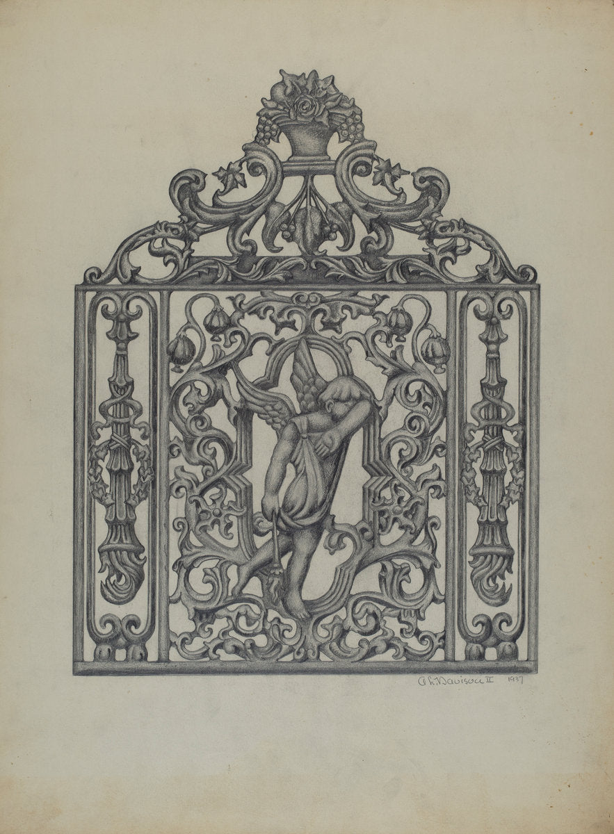 Gate for Cemetary Plot by Austin L. Davison (American, active c. 1935), 16X12"(A3)Poster Print