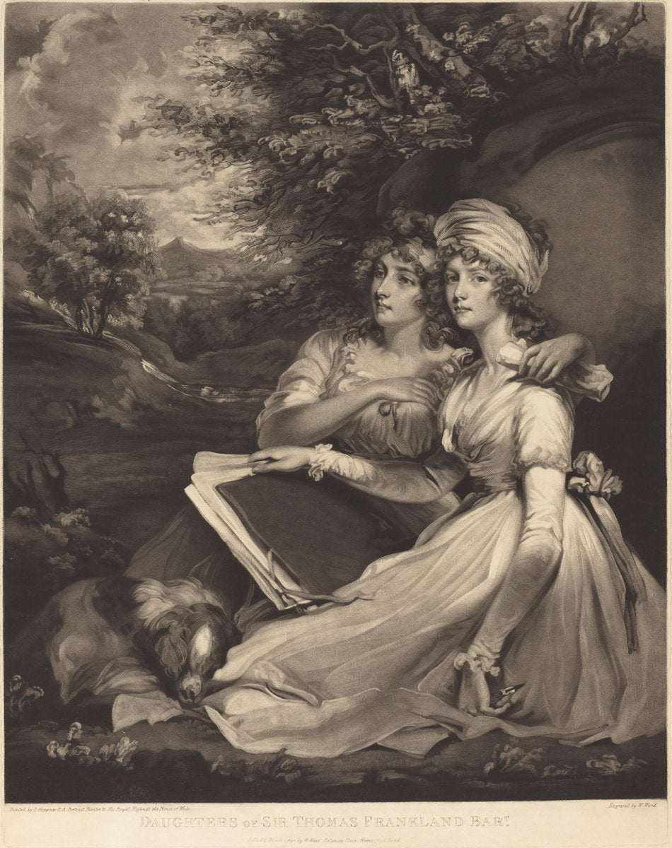 Daughters of Sir Thomas Frankland Bart (The Sisters) by William Ward after John Hoppner (British, 1766 - 1826), 16X12"(A3)Poster Print
