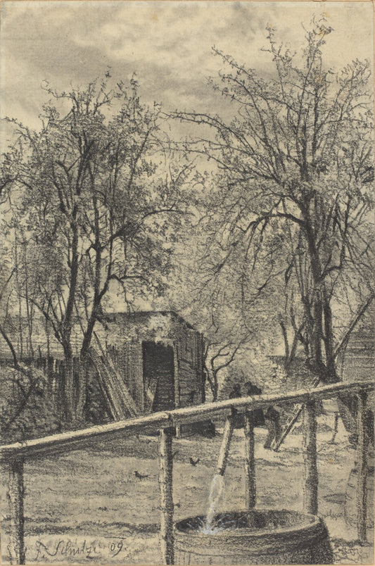 A Corner of a Rental Garden by Fritz Schulze (German, 1845 - after 1911), 16X12"(A3)Poster Print