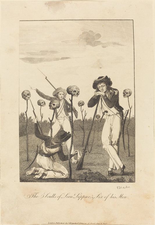 The Sculls of Lieut Leppar, & Six of his Men by William Blake after John Gabriel Stedman (British, 1757 - 1827), 16X12"(A3)Poster Print