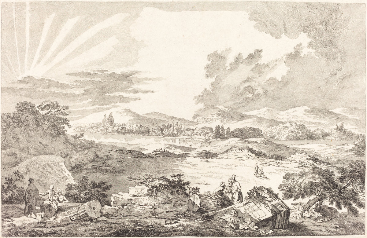 The Dromos, Athens by Jacques Philippe LeBas after Julien David Le Roy (French, 1707 - 1783), 16X12"(A3)Poster Print