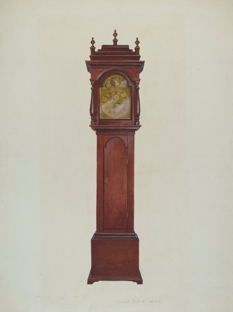 Grandfather Clock by James Fisher (American, active c. 1935), 16X12"(A3)Poster Print